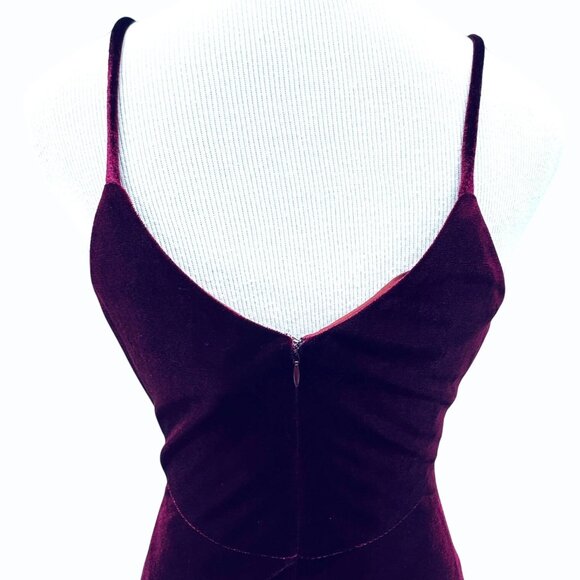 Yoana Baraschi Y2k Velvet Bodycon Fishtail V Neck Dress Womens Size 8 Burgundy - Picture 5 of 14